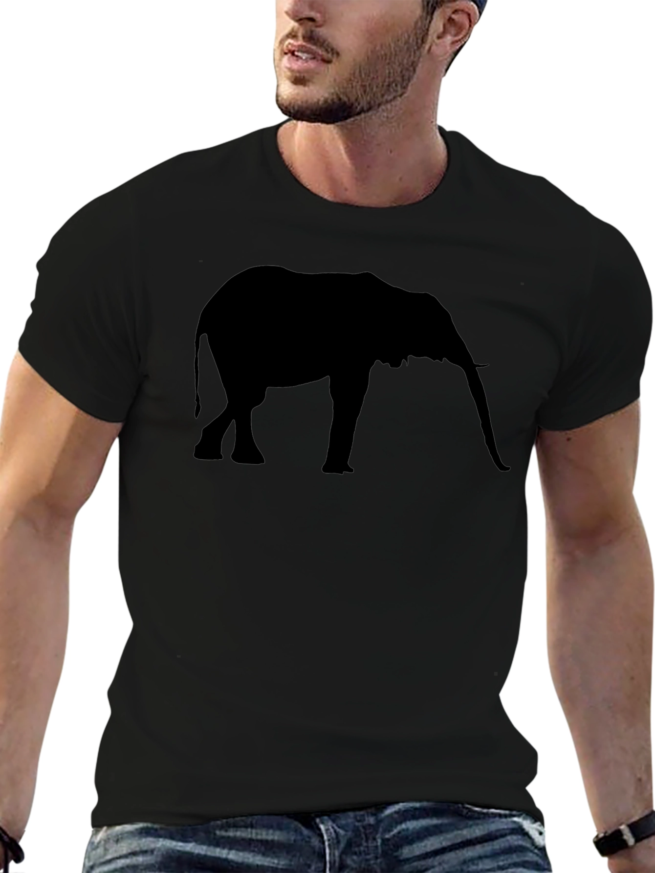 Elephant Silhouette Graphic Black Tee