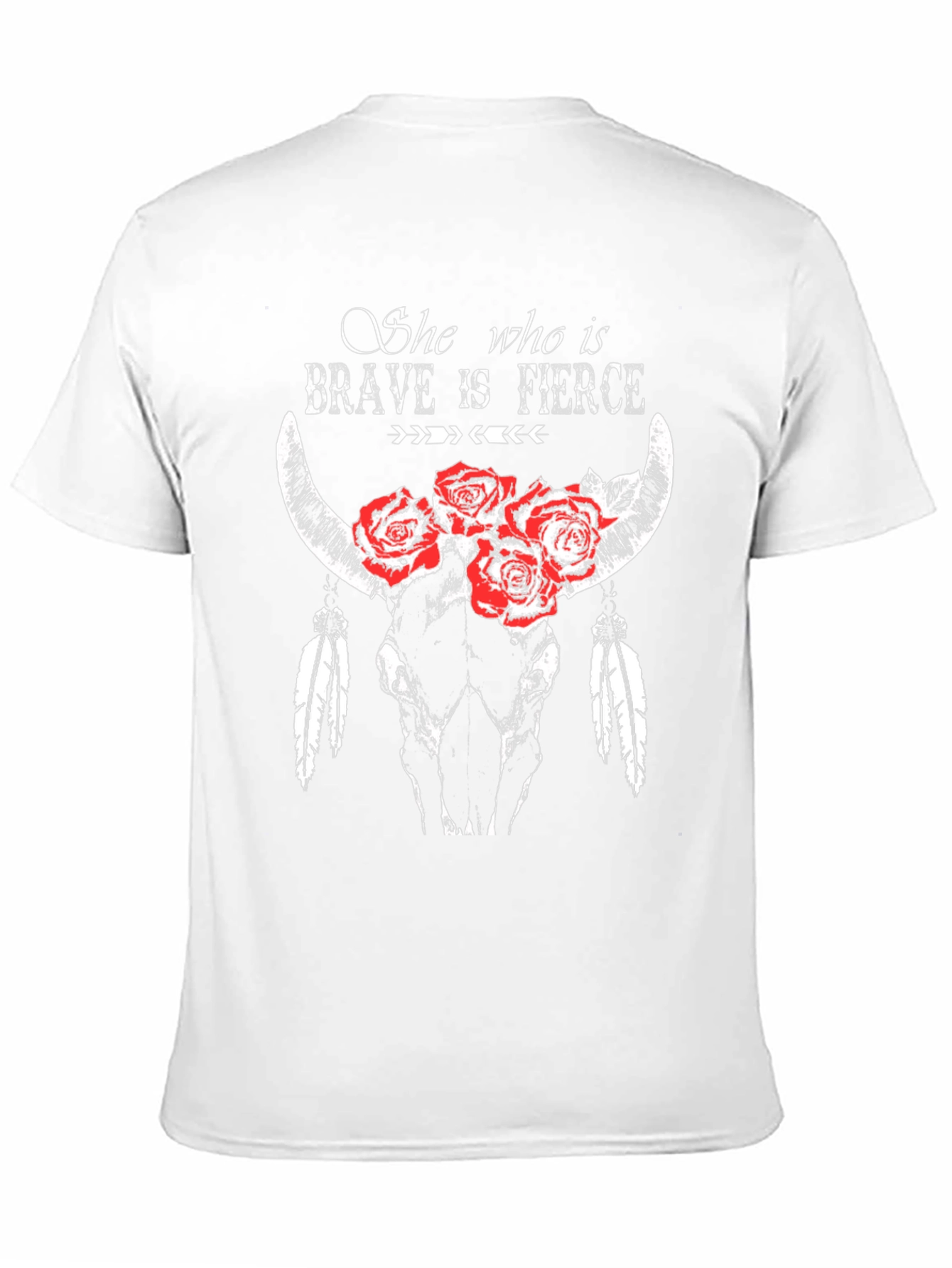 Brave & Fierce Bull Skull Graphic T-Shirt