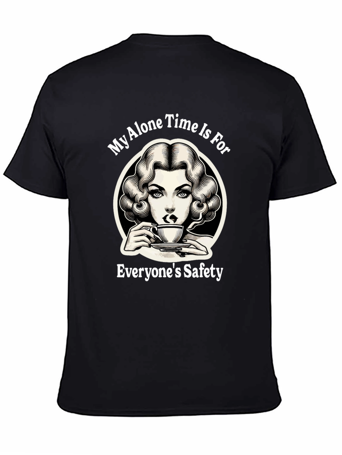 Alone Time Safety Graphic Tee - Black