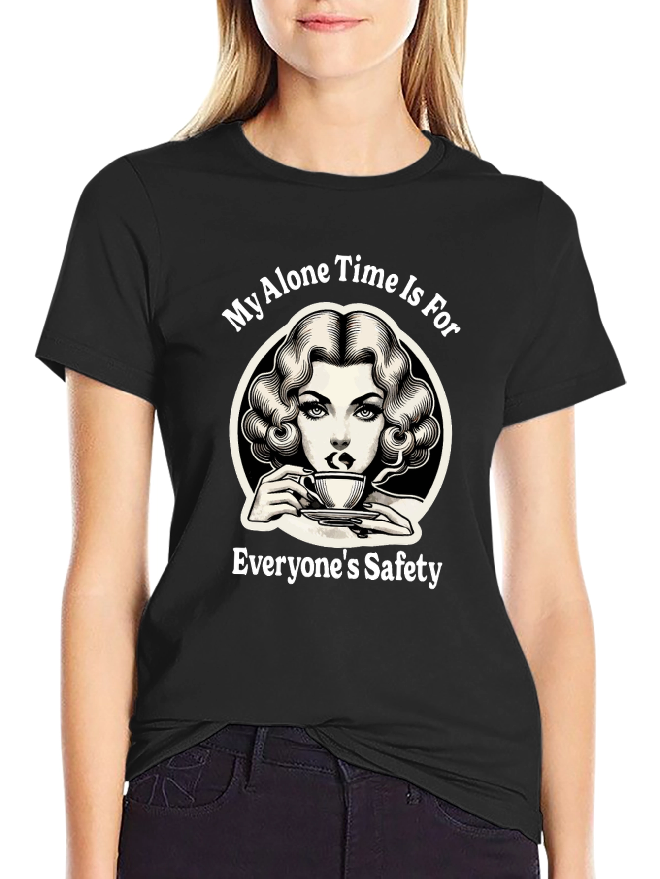 Alone Time Safety Graphic Tee - Black