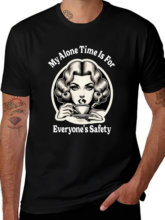 Alone Time Safety Graphic Tee - Black