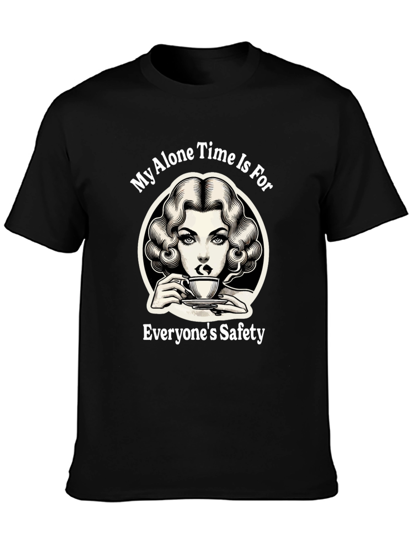 Alone Time Safety Graphic Tee - Black