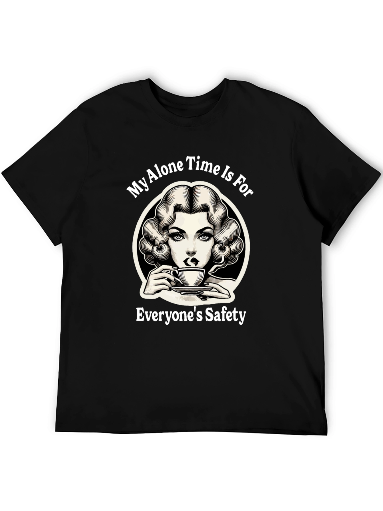Alone Time Safety Graphic Tee - Black