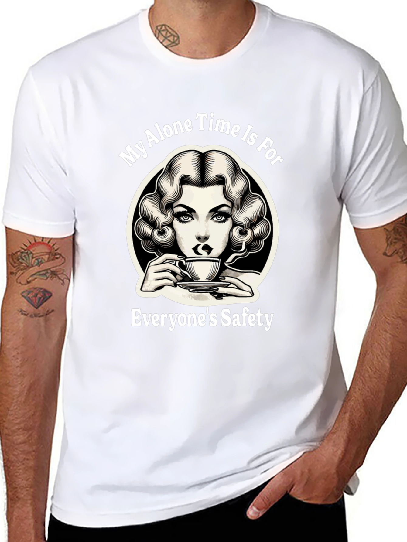 Alone Time Safety Graphic Tee - Black