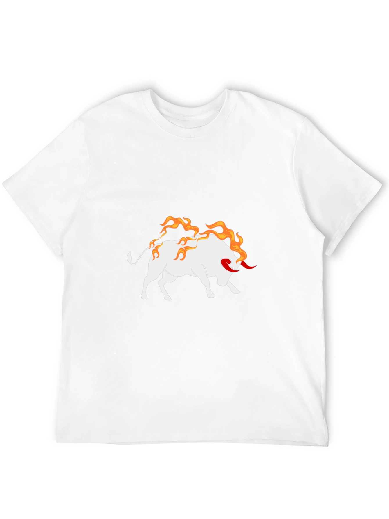 Black Tee with Fiery Bull Graphic