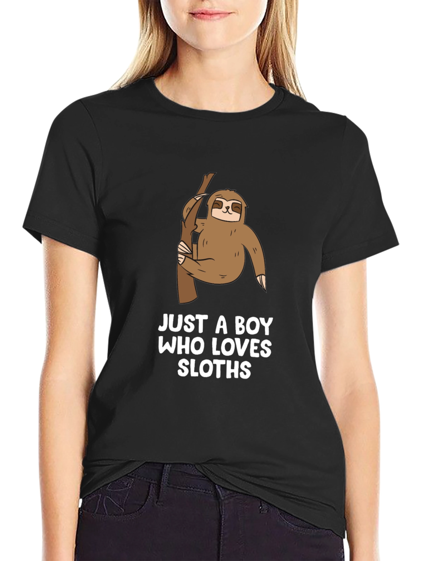 Boys Sloth Lover Graphic Tee - Black