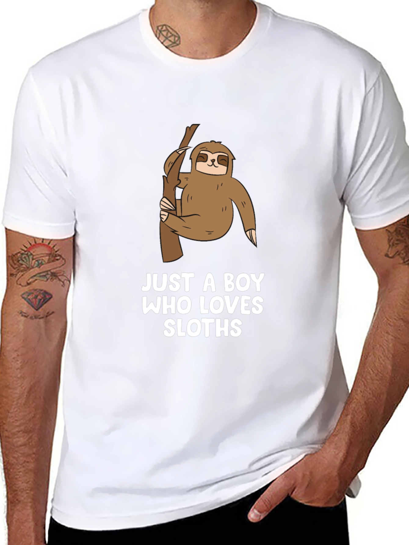 Boys Sloth Lover Graphic Tee - Black