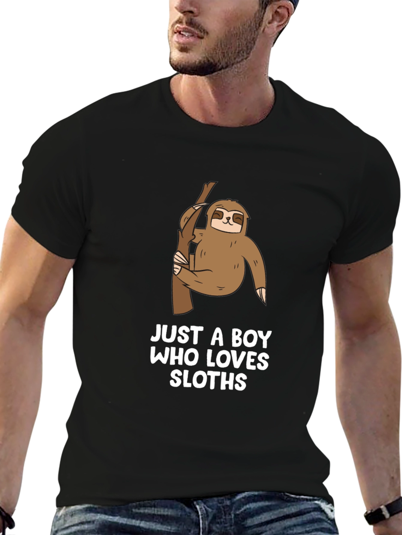 Boys Sloth Lover Graphic Tee - Black