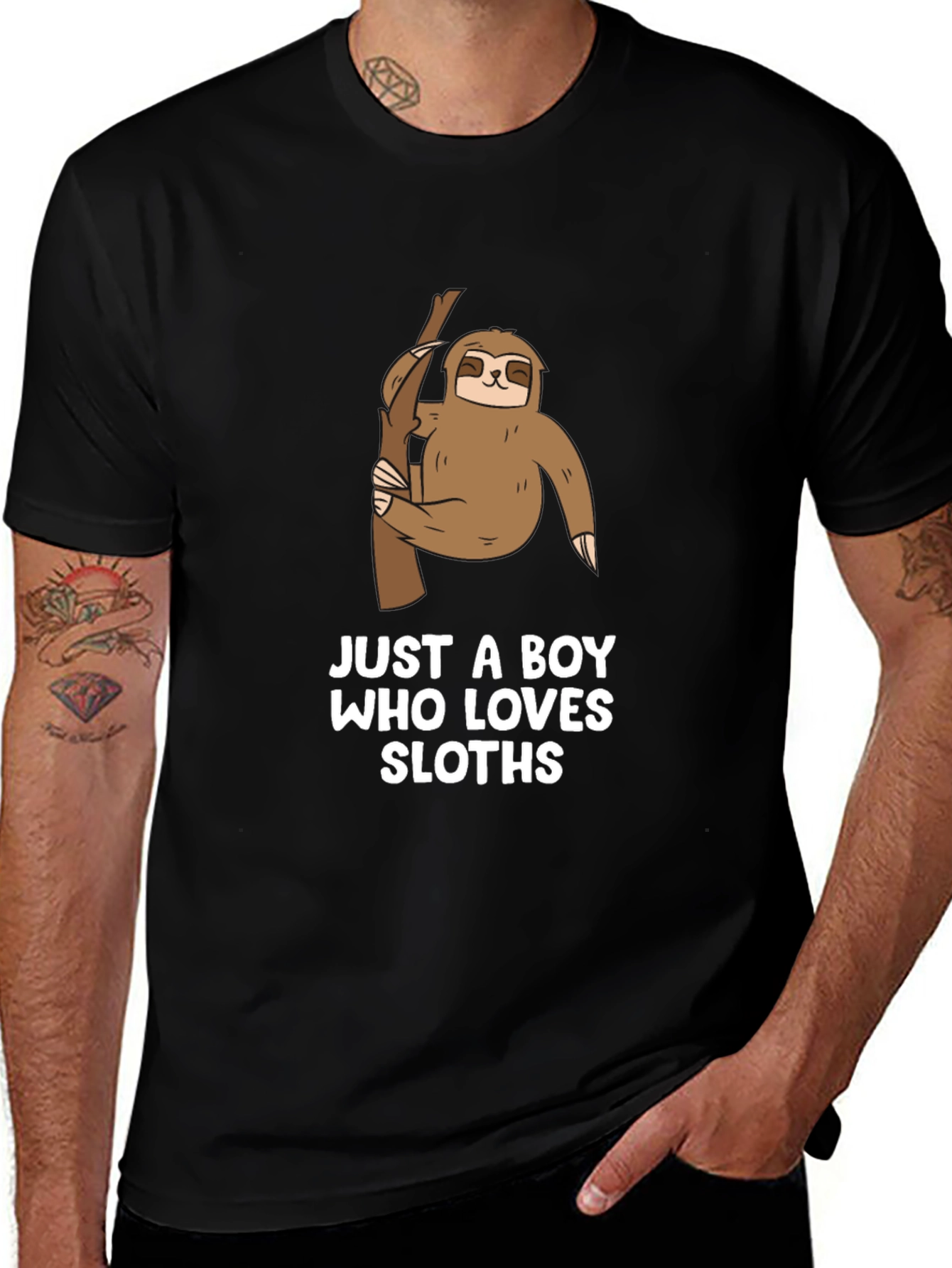 Boys Sloth Lover Graphic Tee - Black