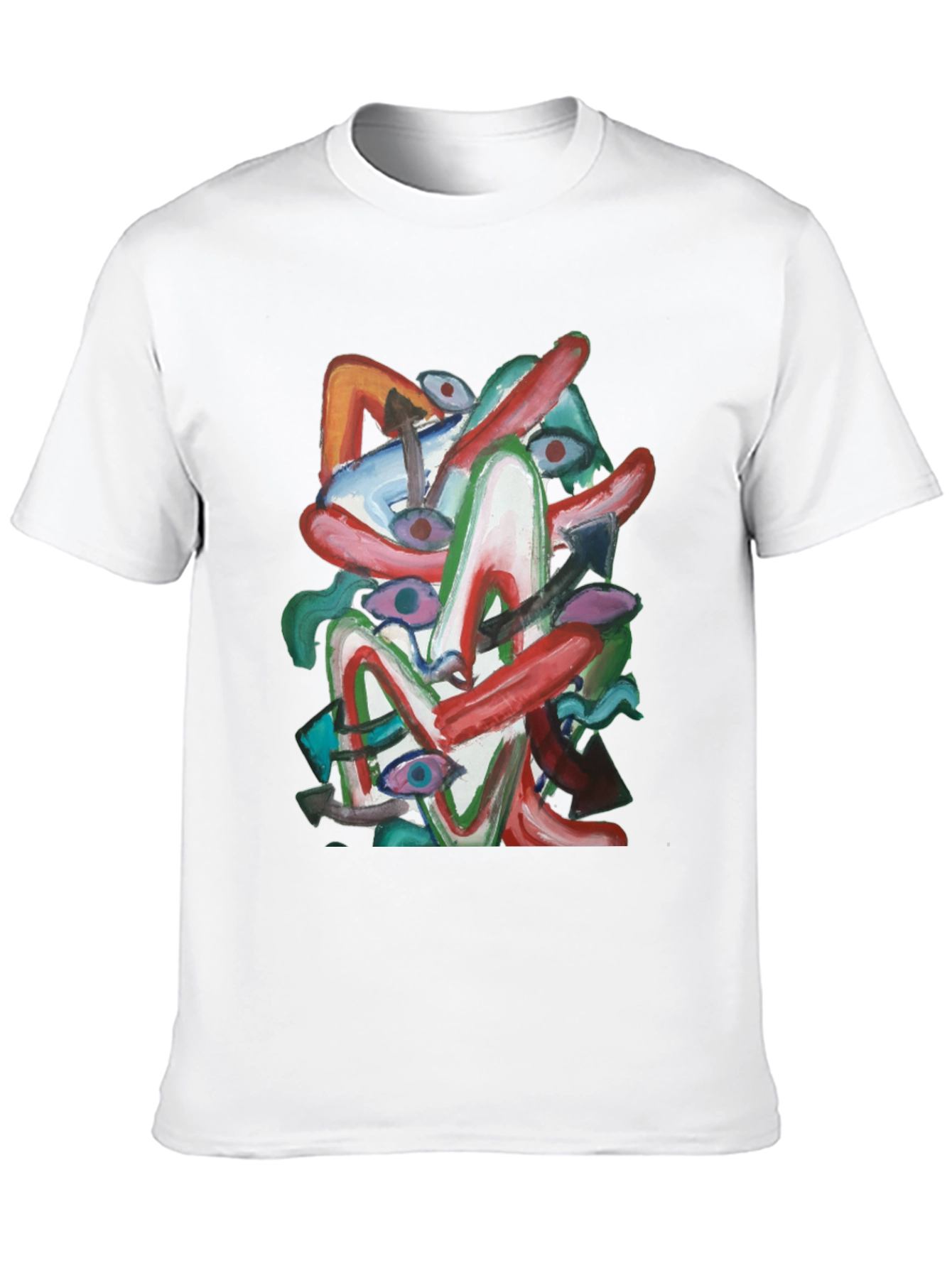 Abstract Art Graphic Tee - Black Cotton Shirt