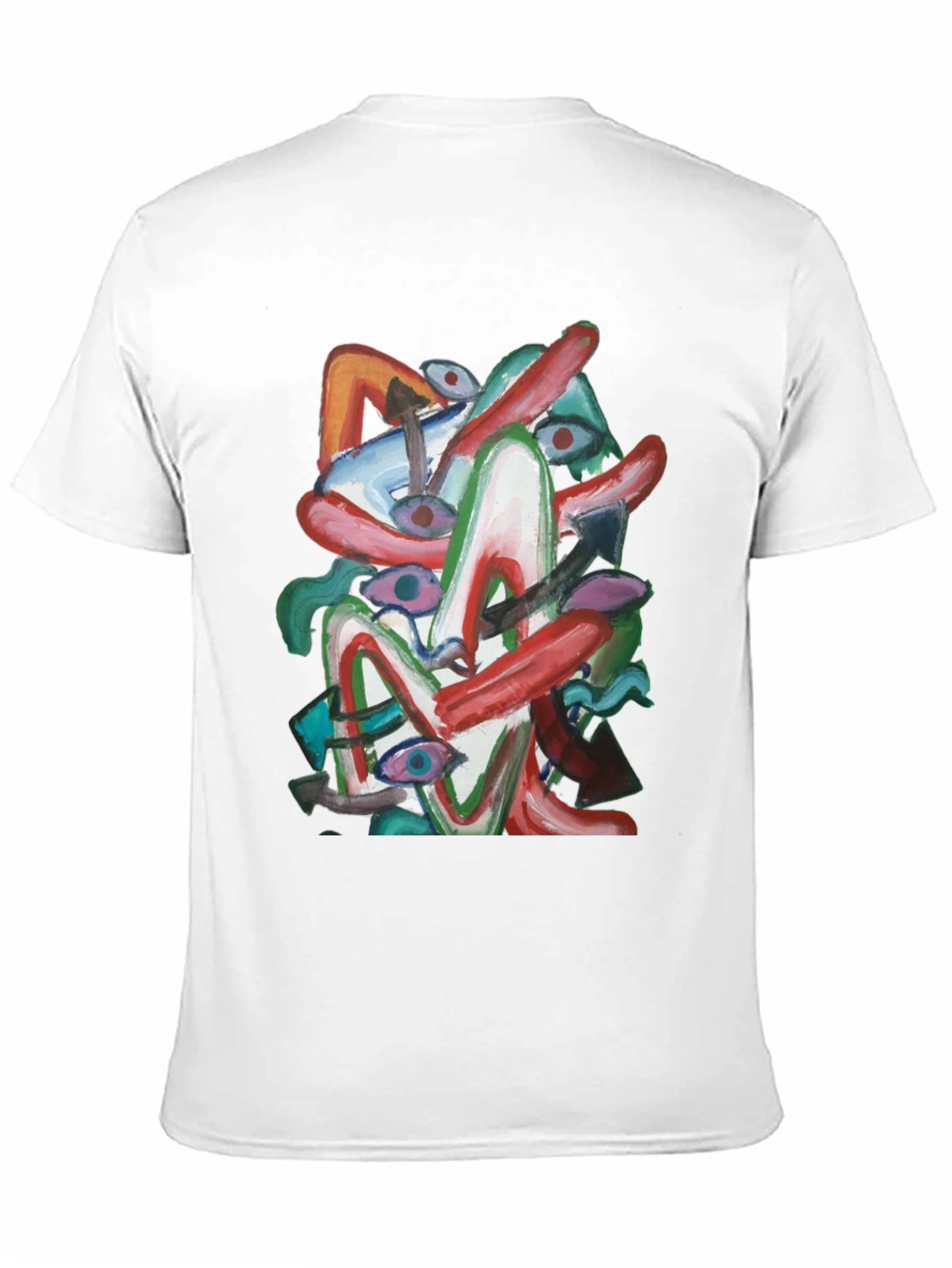Abstract Art Graphic Tee - Black Cotton Shirt