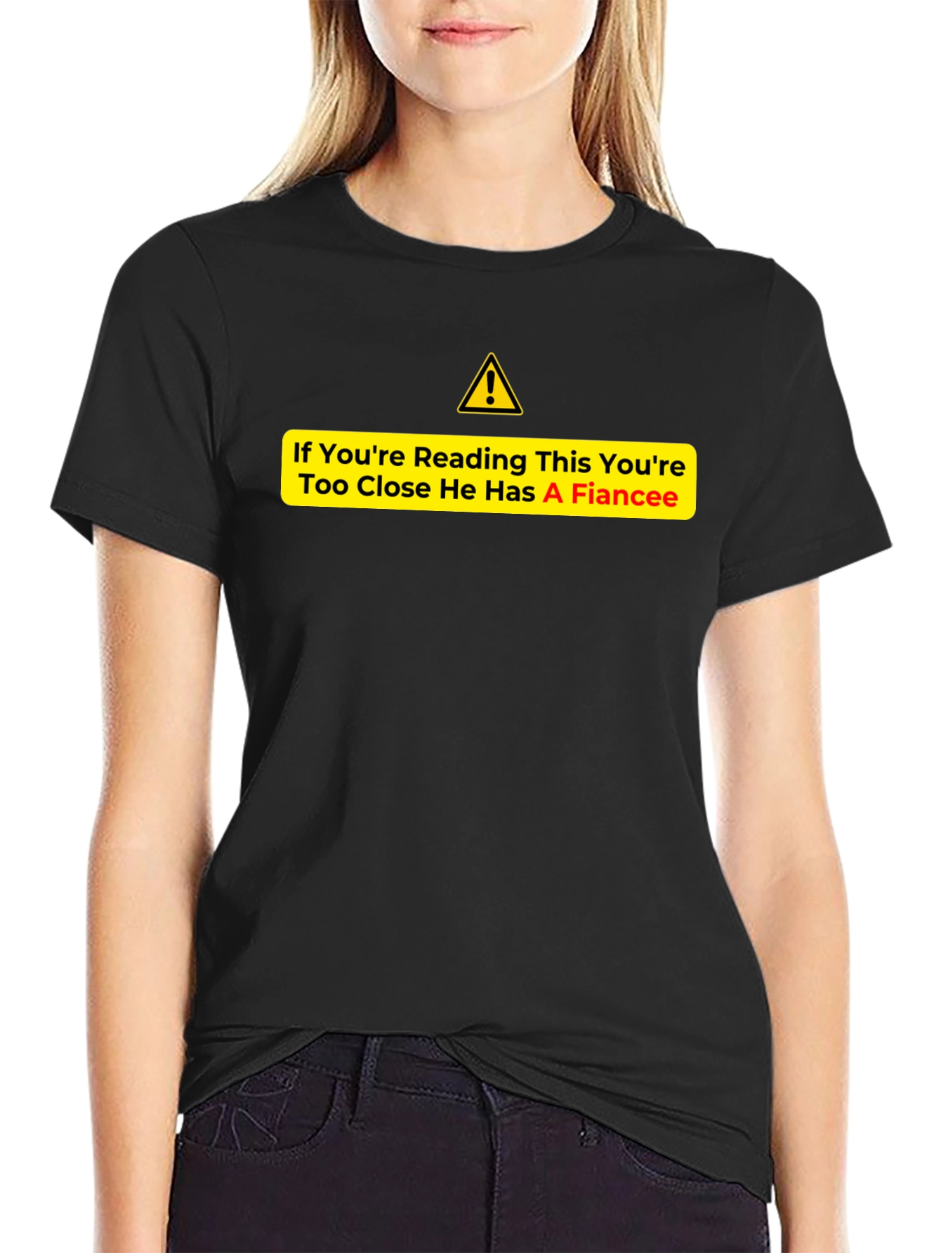 Warning Fiancee Graphic Tee - Black