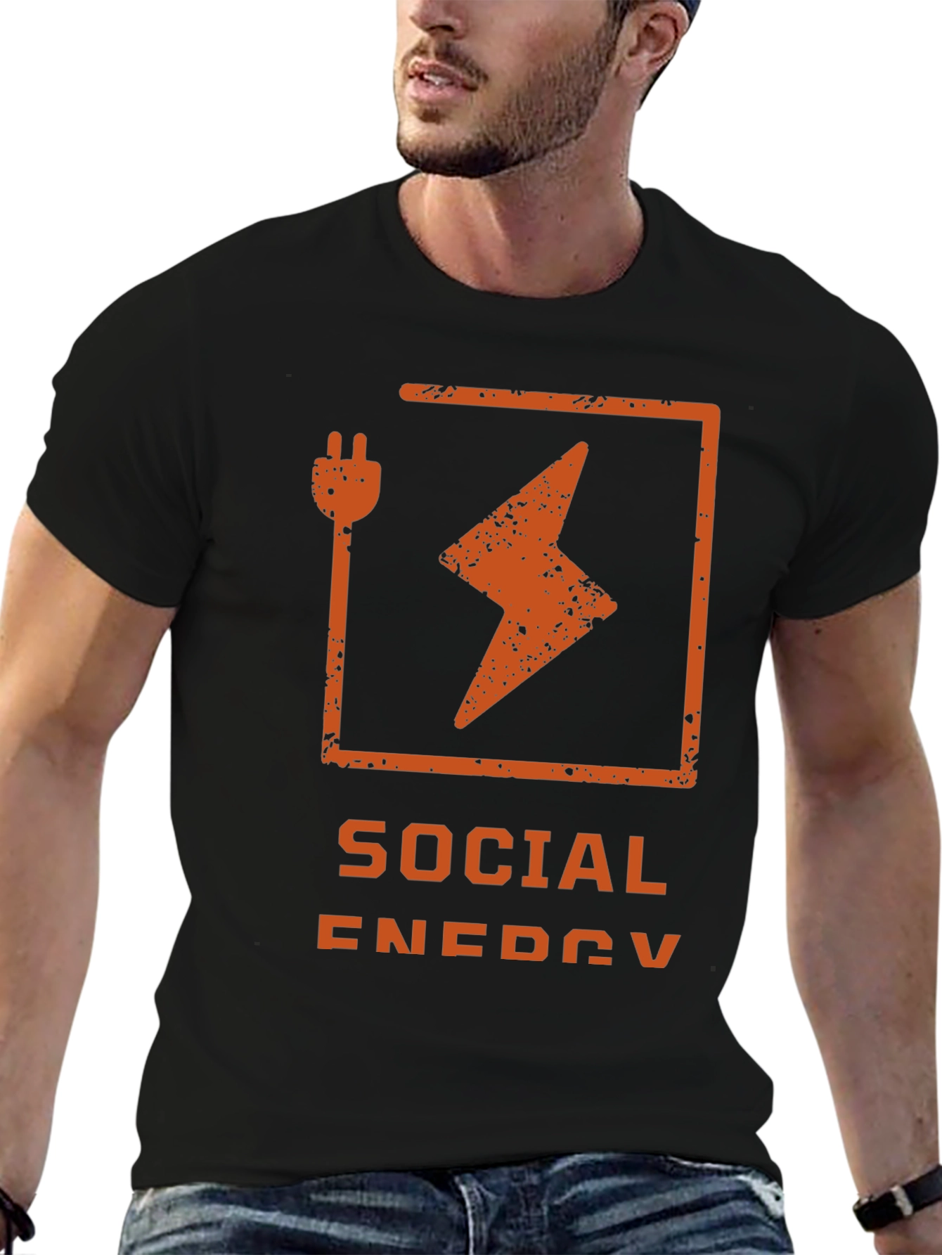 Social Energy Graphic Tee - Black Crew Neck T-Shirt