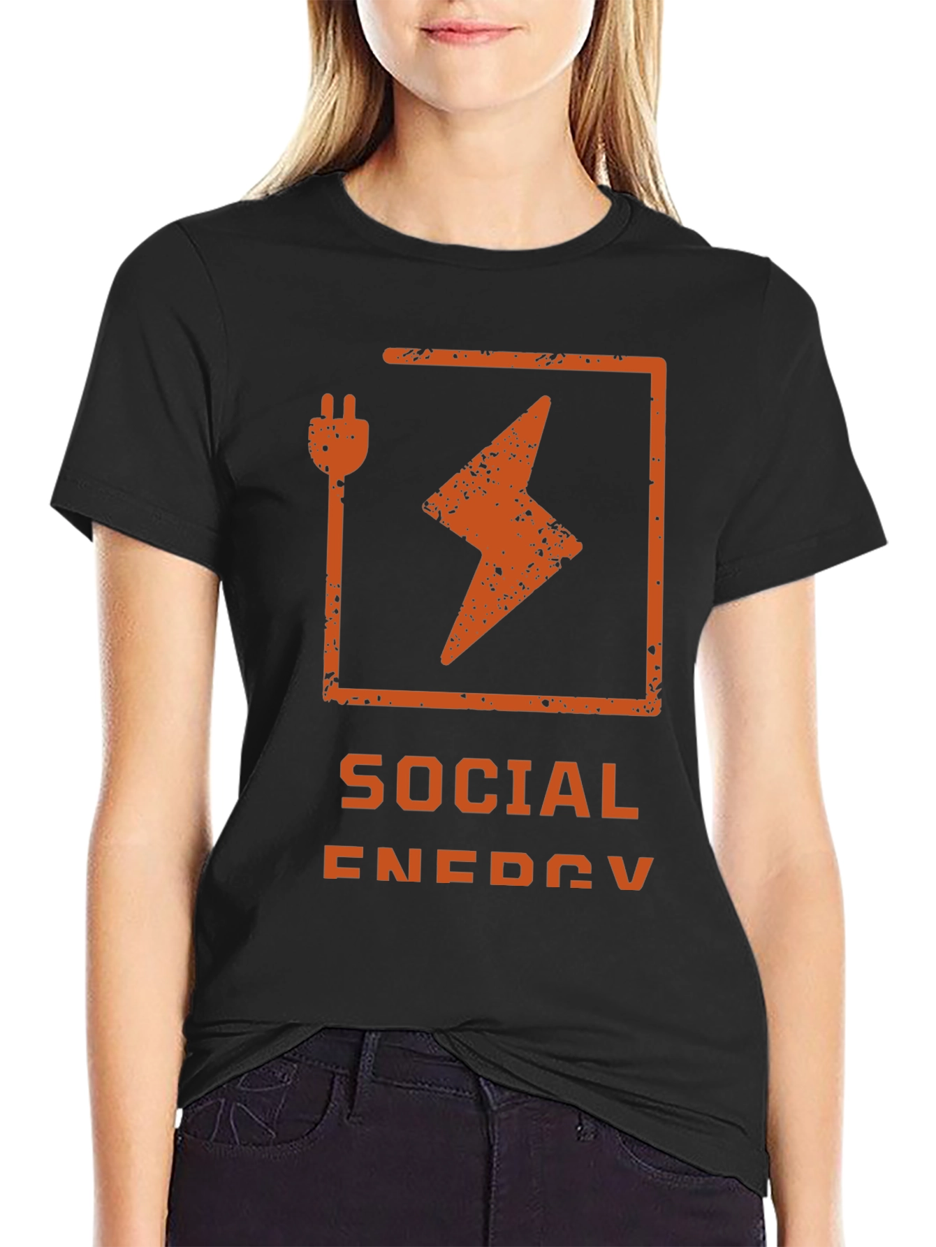 Social Energy Graphic Tee - Black Crew Neck T-Shirt