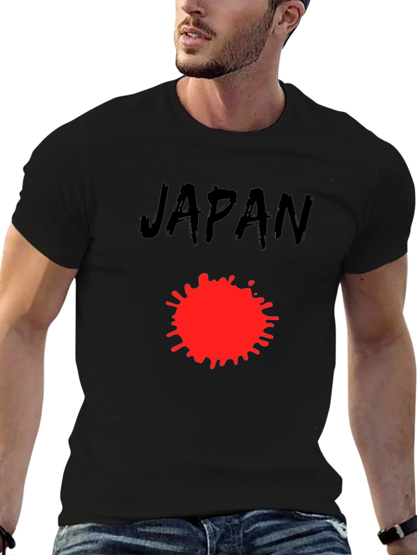 Japan T-Shirt - Graphic Tee with Red Ink Splatter
