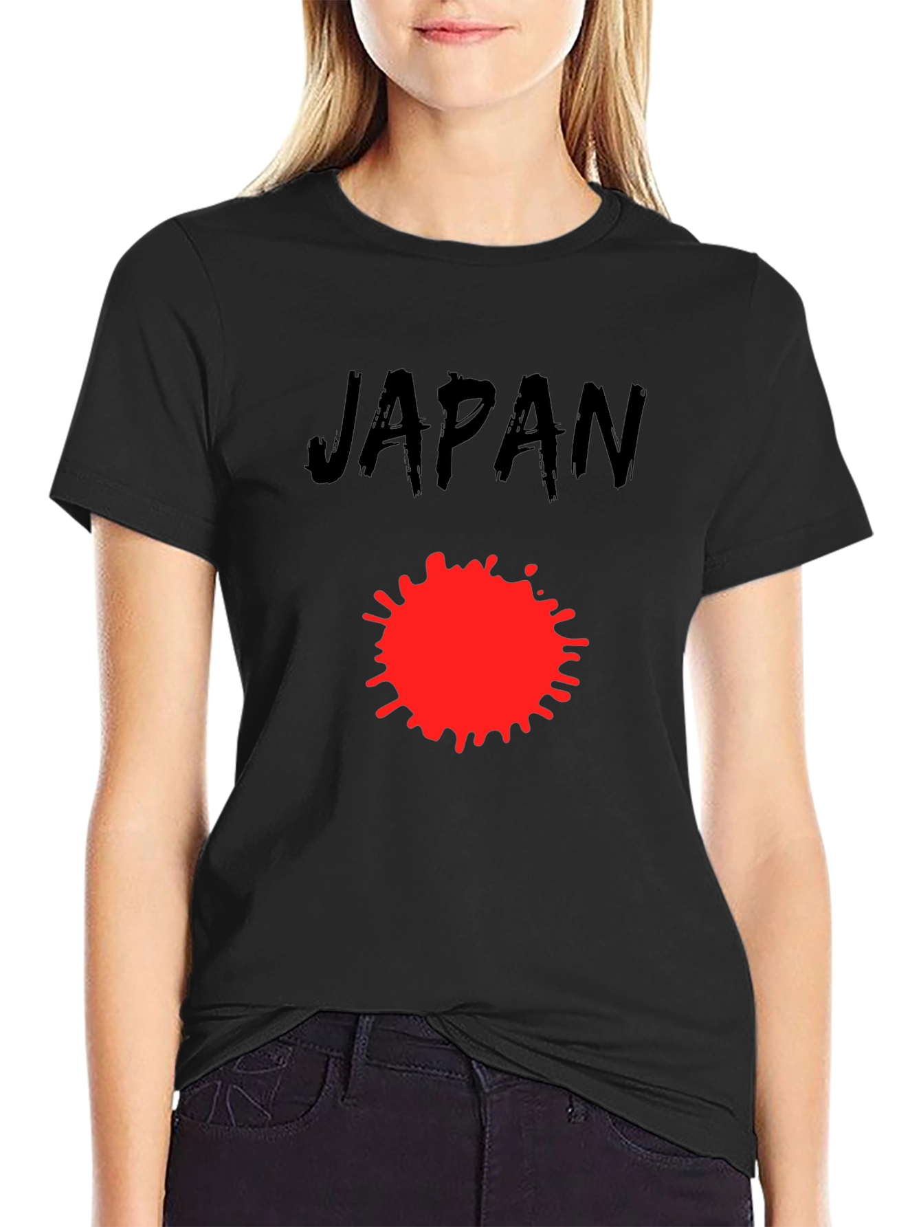 Japan T-Shirt - Graphic Tee with Red Ink Splatter