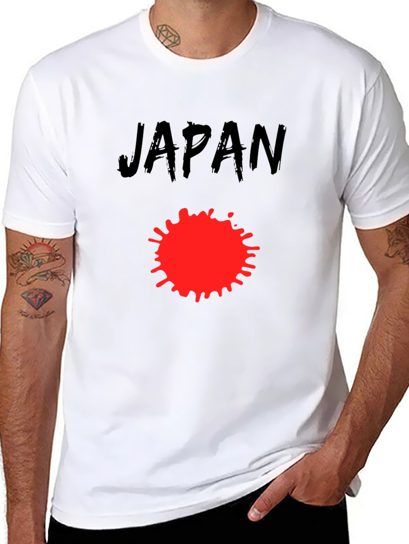 Japan T-Shirt - Graphic Tee with Red Ink Splatter