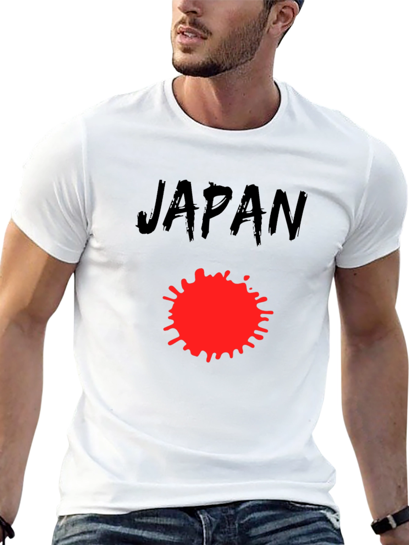 Japan T-Shirt - Graphic Tee with Red Ink Splatter