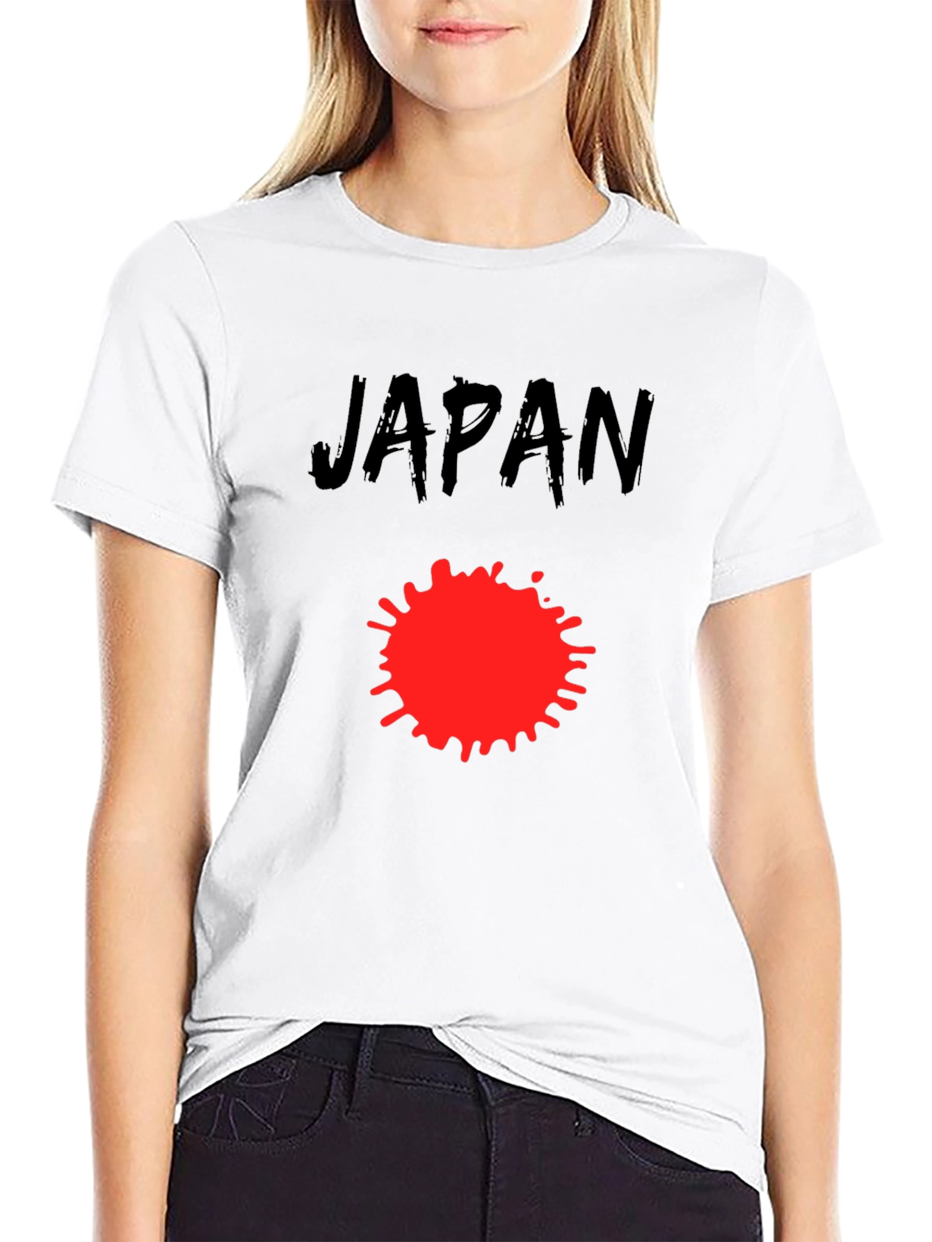 Japan T-Shirt - Graphic Tee with Red Ink Splatter