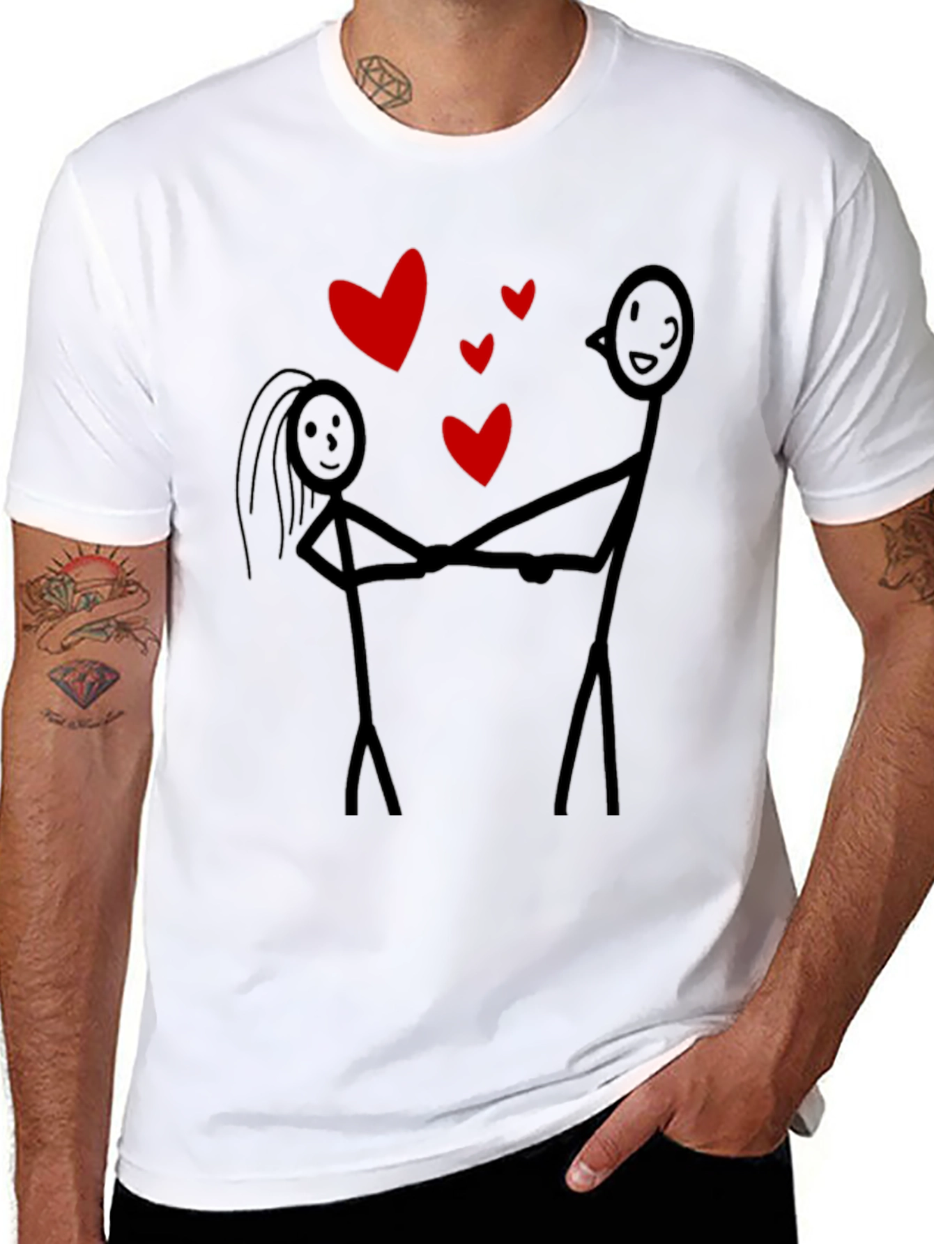 Love Stick Figure Black T-Shirt