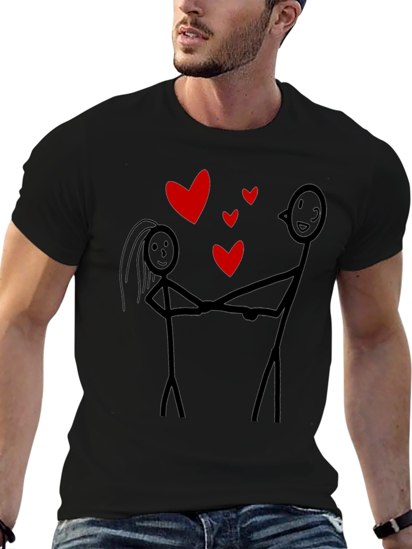 Love Stick Figure Black T-Shirt