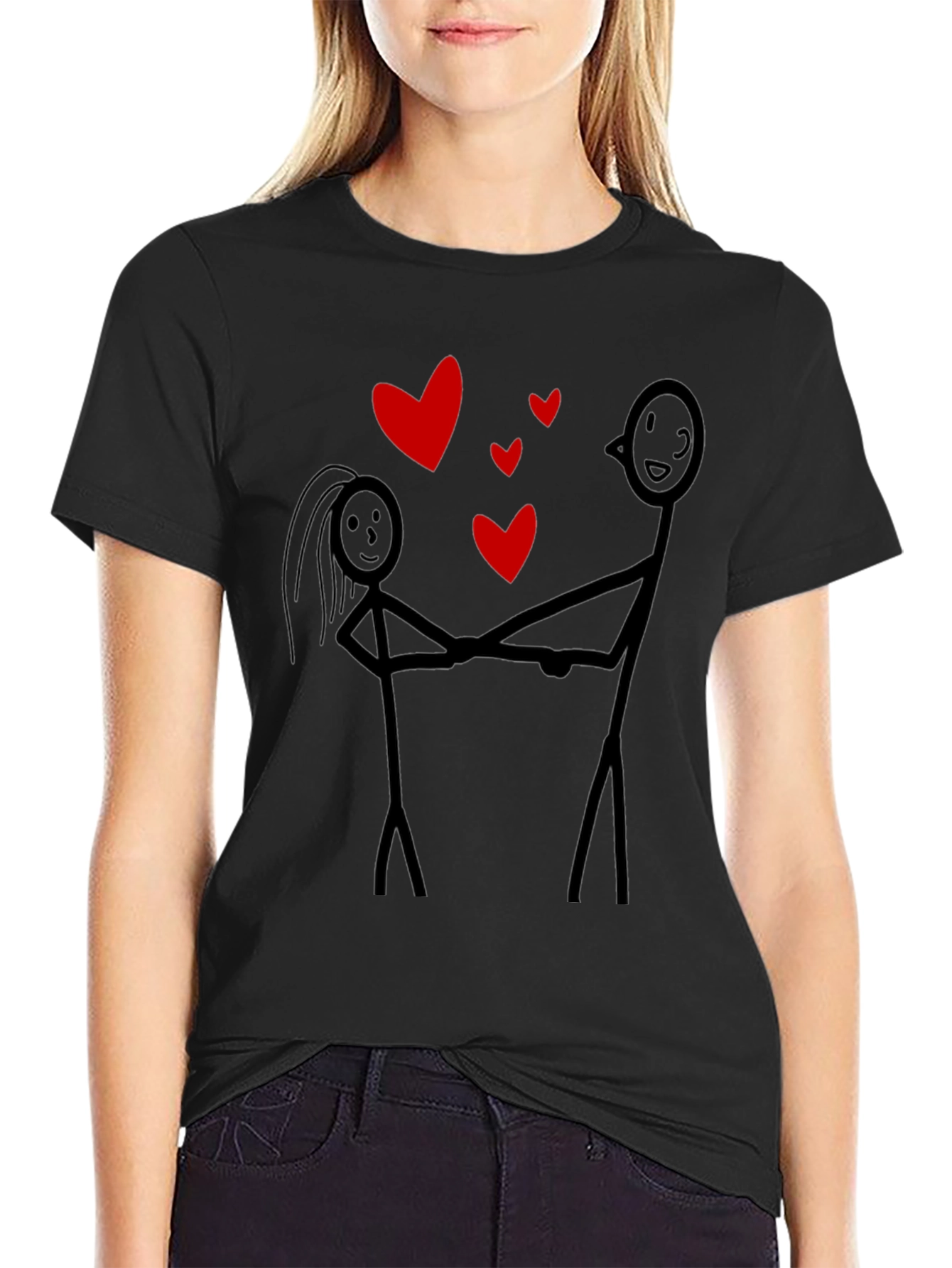 Love Stick Figure Black T-Shirt