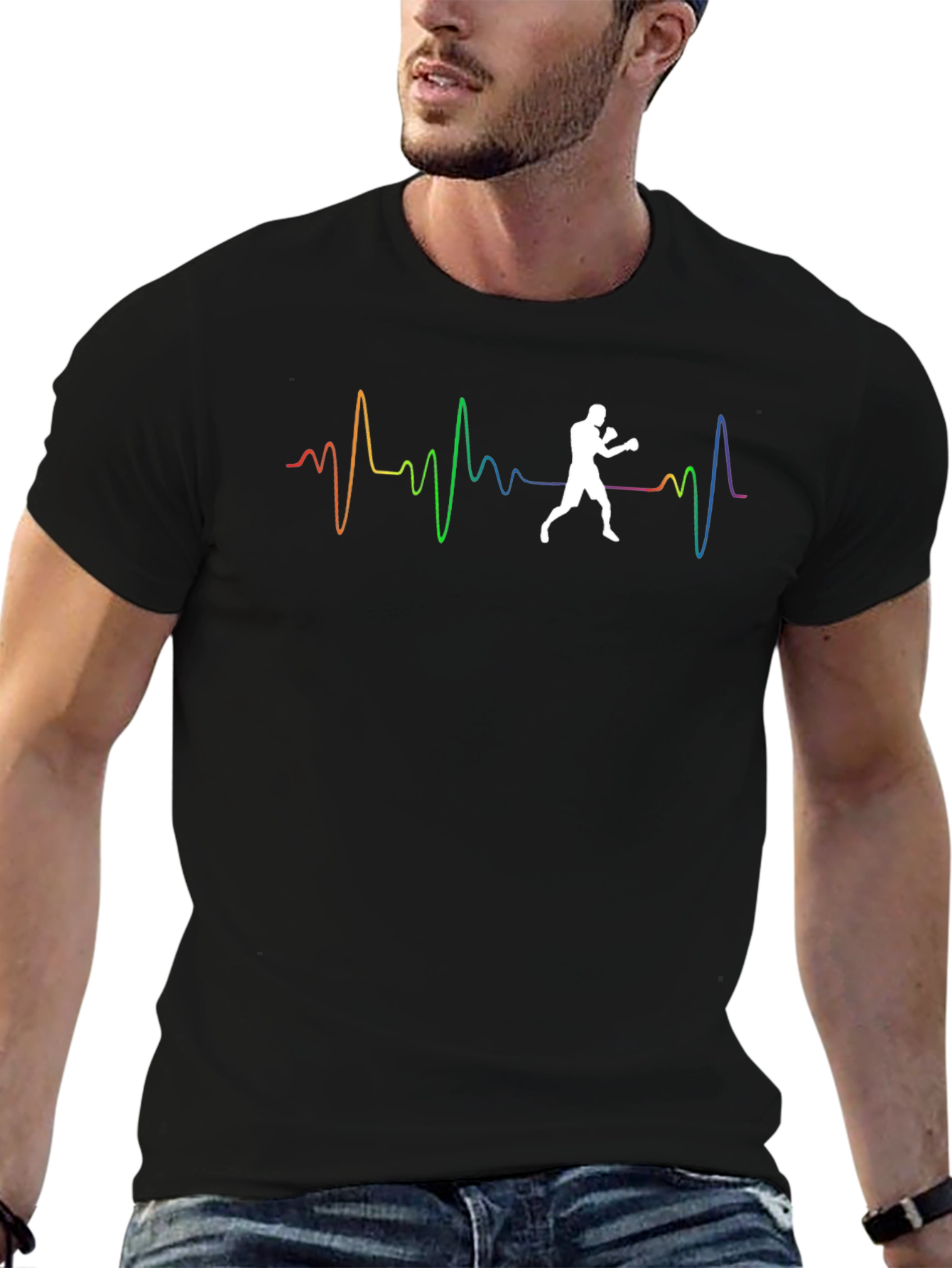 Boxer Heartbeat Graphic Tee - Black