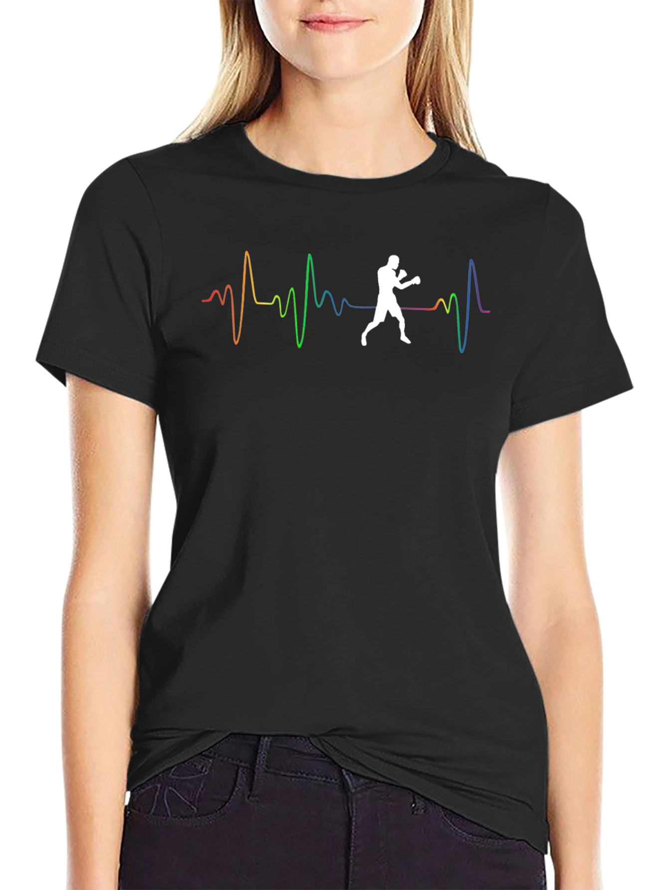 Boxer Heartbeat Graphic Tee - Black