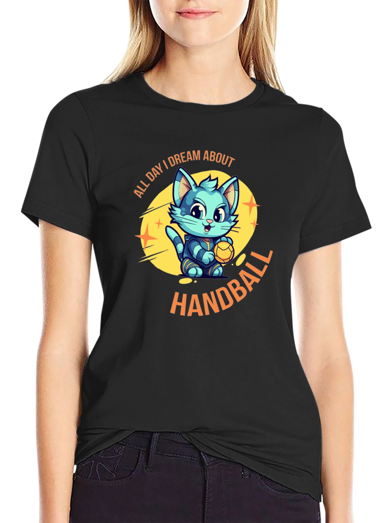 Handball Cat T-Shirt: All Day I Dream