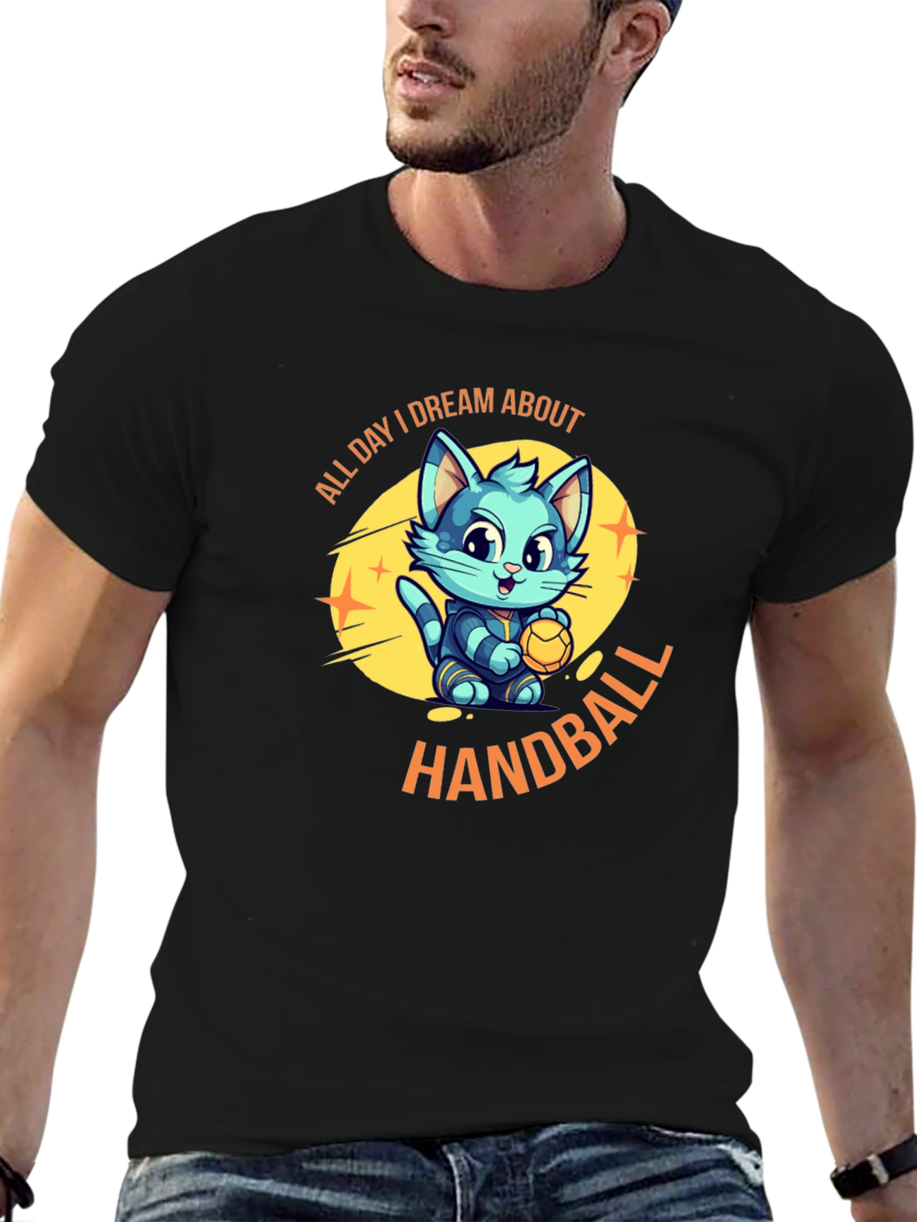 Handball Cat T-Shirt: All Day I Dream