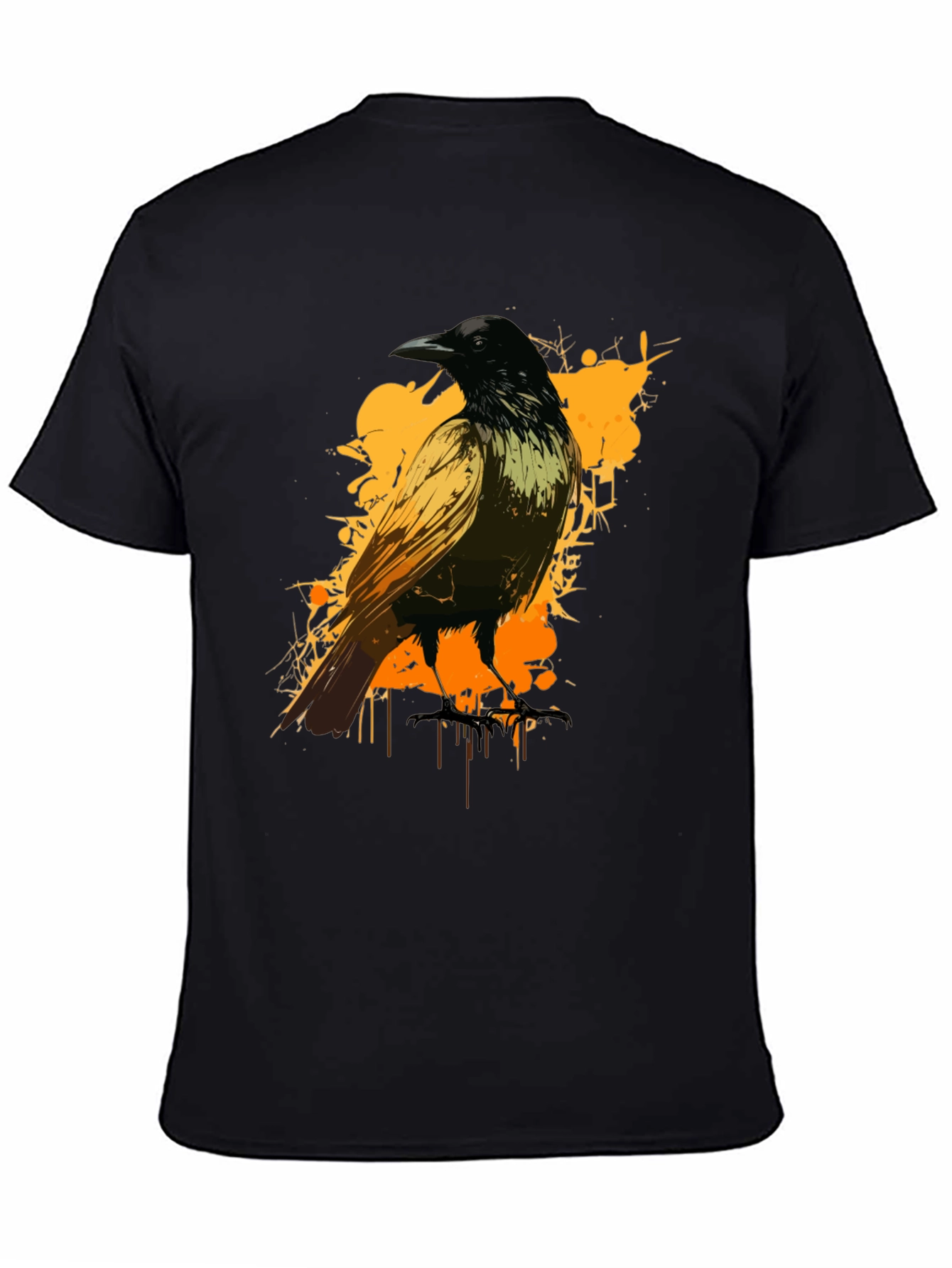 Raven Graphic Tee - Black Cotton Blend Shirt
