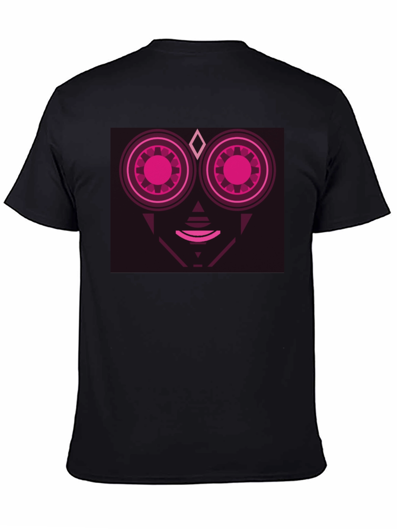 Geometric Robot Face Black T-Shirt