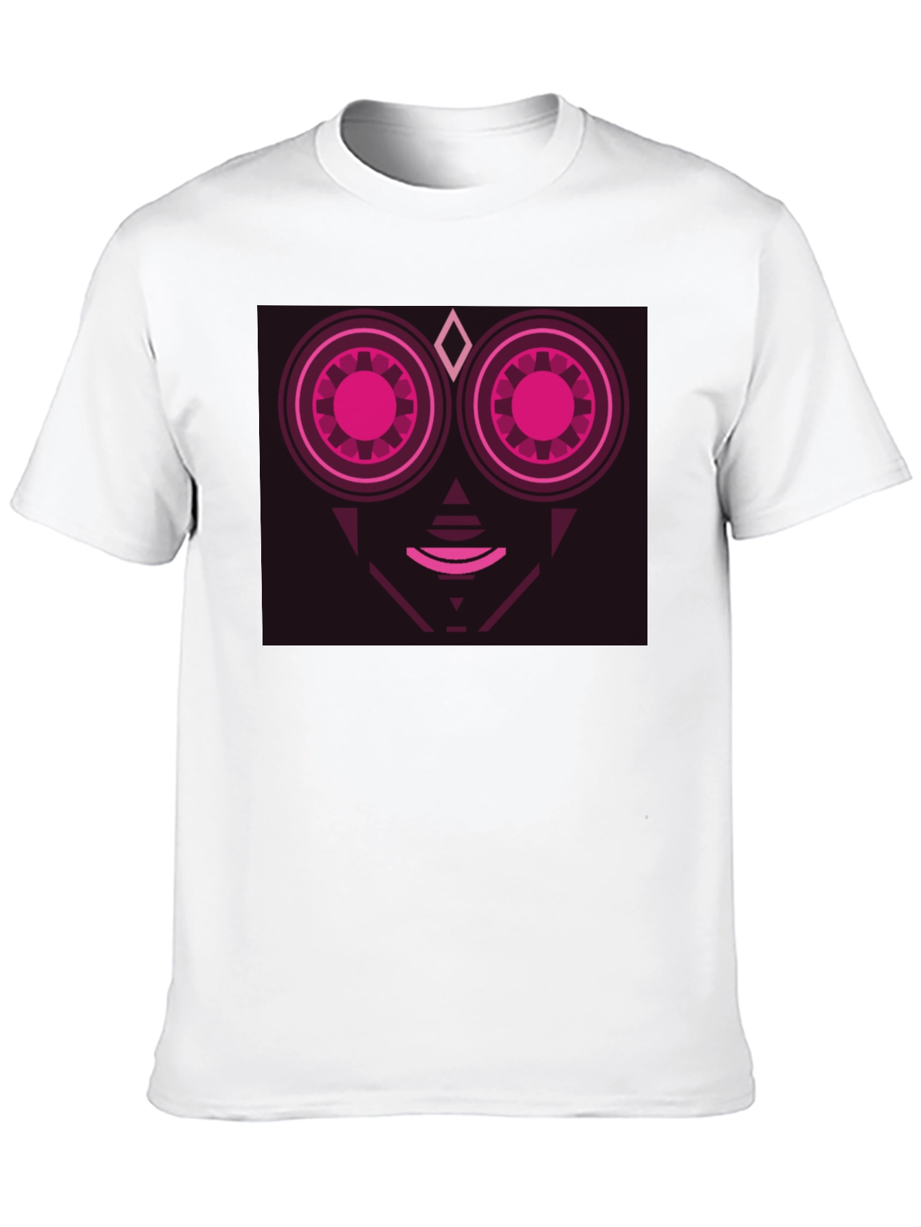 Geometric Robot Face Black T-Shirt