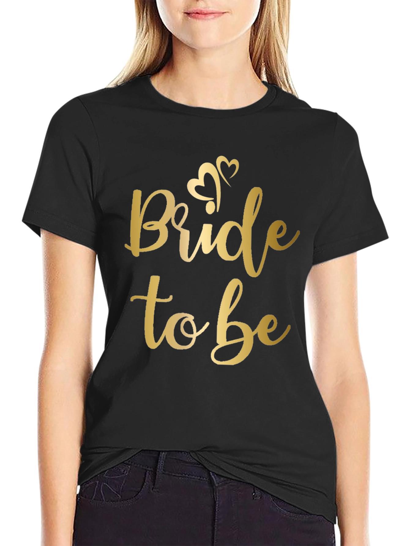 Bride to Be T-Shirt - Gold Script on Black