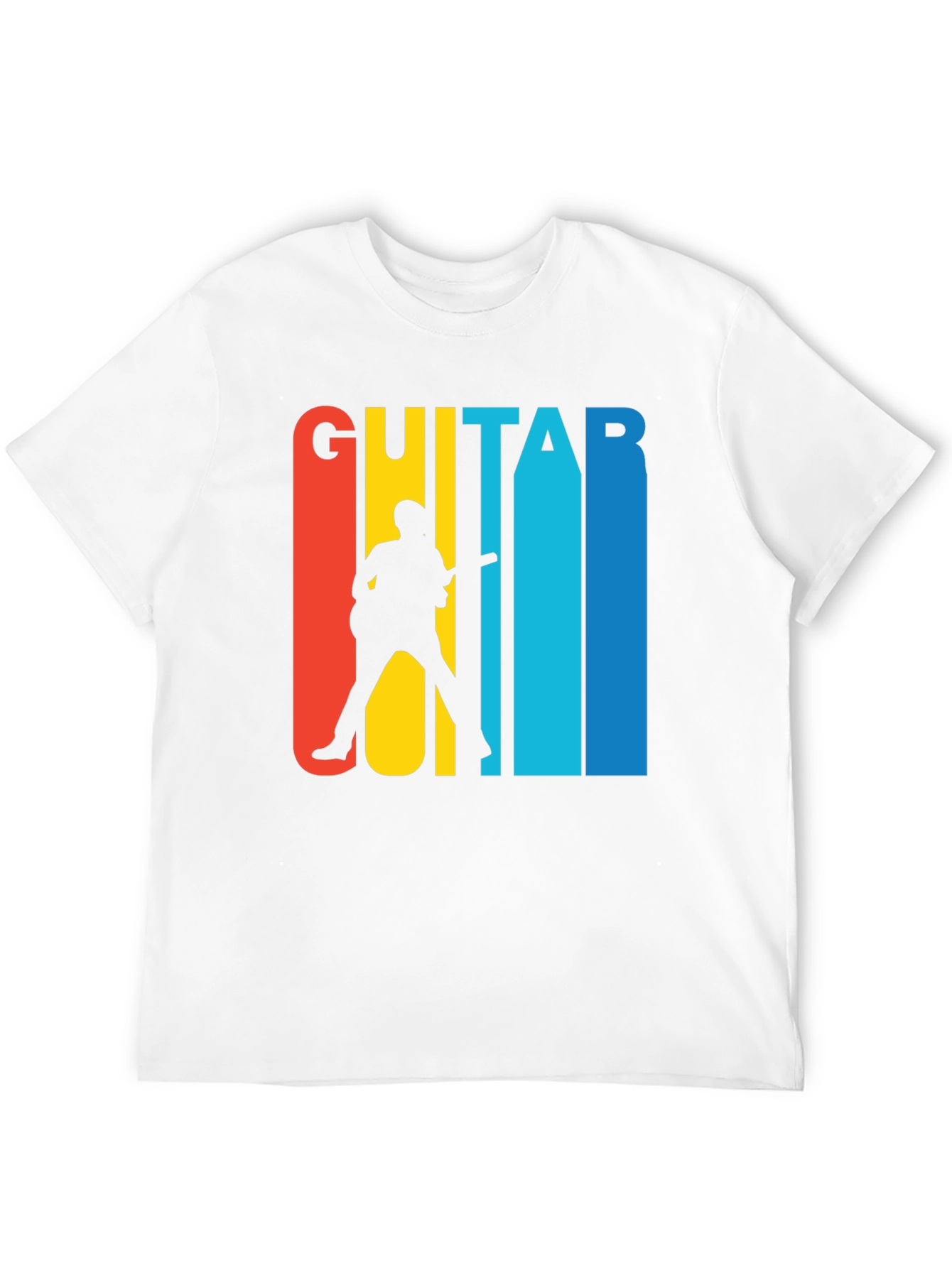 Retro Guitar Player Graphic Tee - Black Cotton T-Shirt
