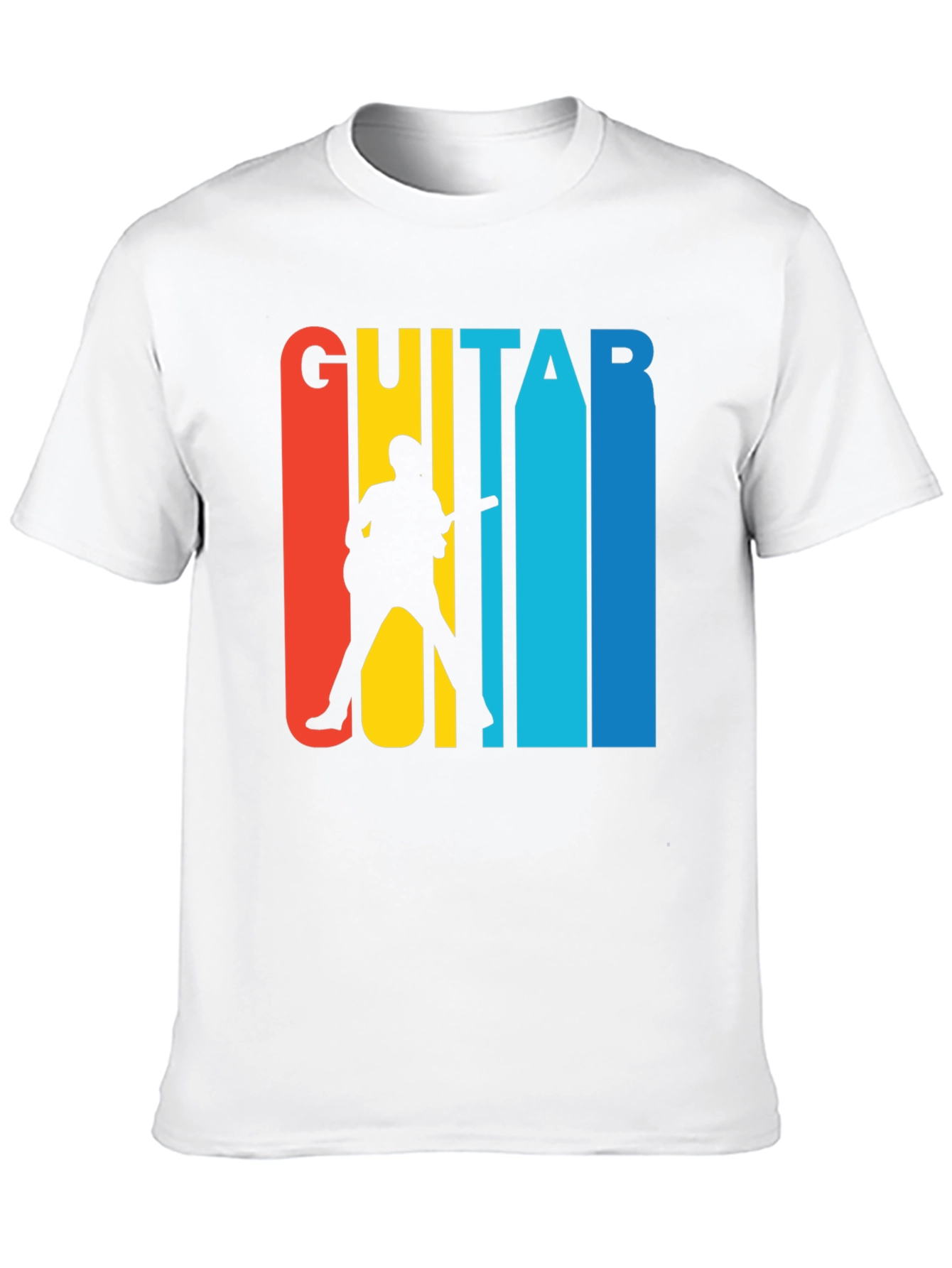 Retro Guitar Player Graphic Tee - Black Cotton T-Shirt