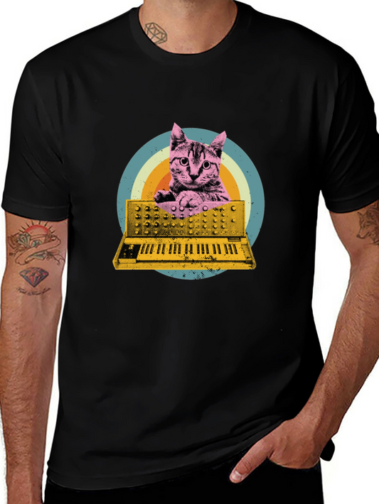 Cat Synthesizer T-Shirt - Unique Music Lover Tee