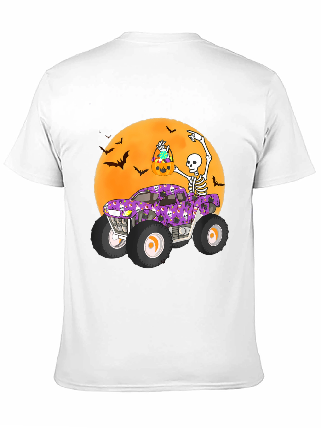 Halloween Monster Truck Tee - Skeleton Bats & Candy!