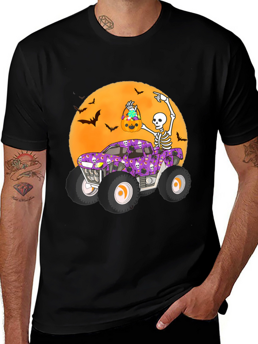 Halloween Monster Truck Tee - Skeleton Bats & Candy!