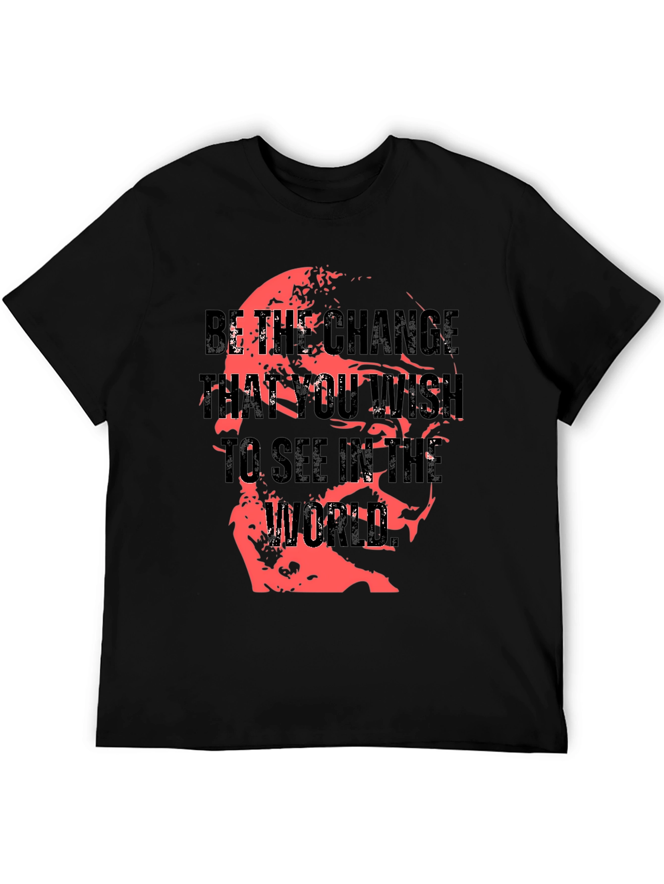 Motivational Black T-Shirt: Be the Change