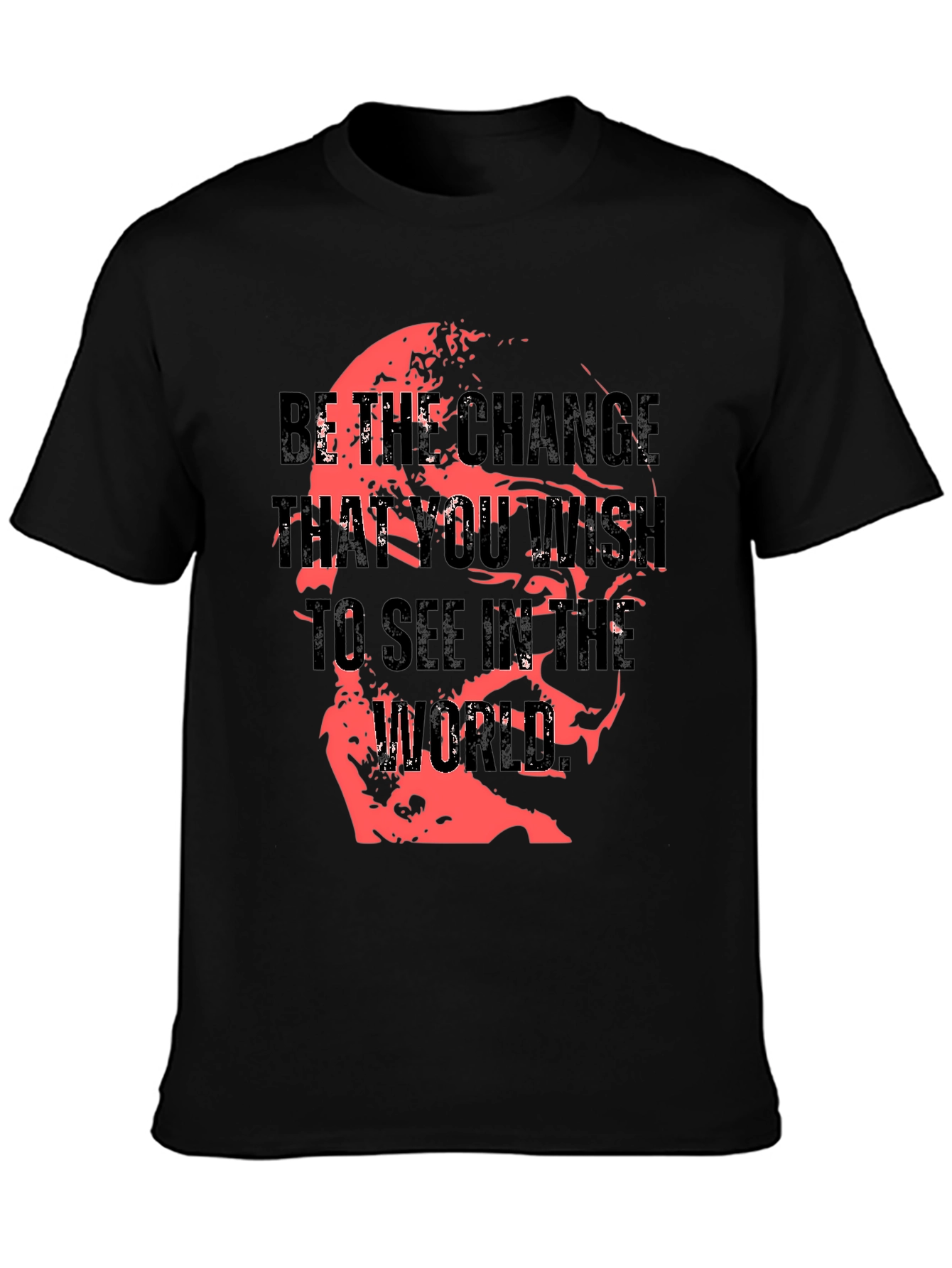 Motivational Black T-Shirt: Be the Change