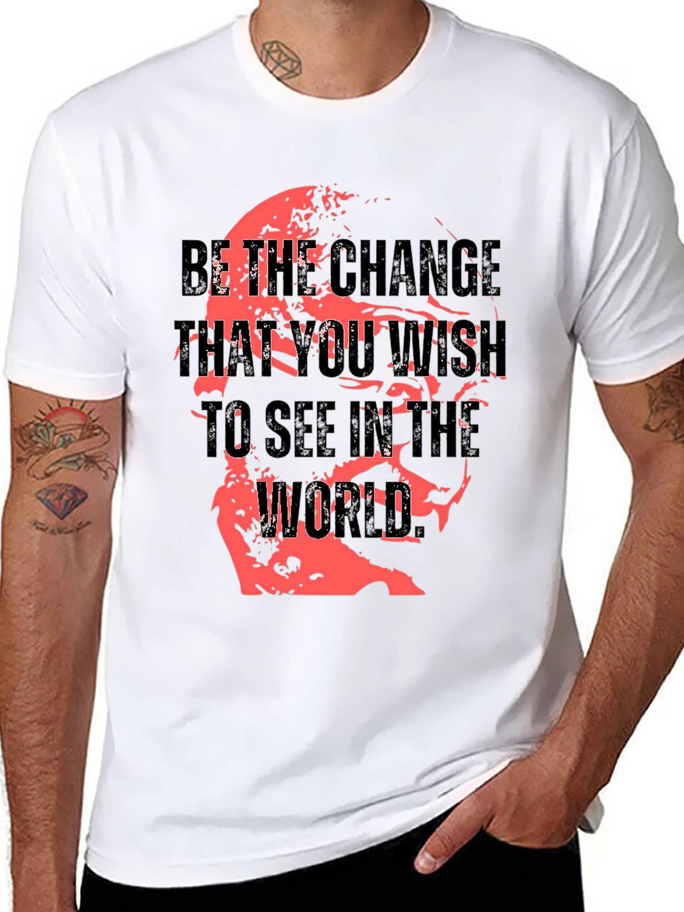 Motivational Black T-Shirt: Be the Change