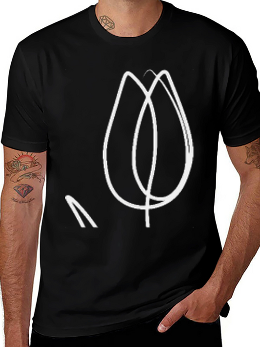 Abstract Tulip Graphic Black T-Shirt