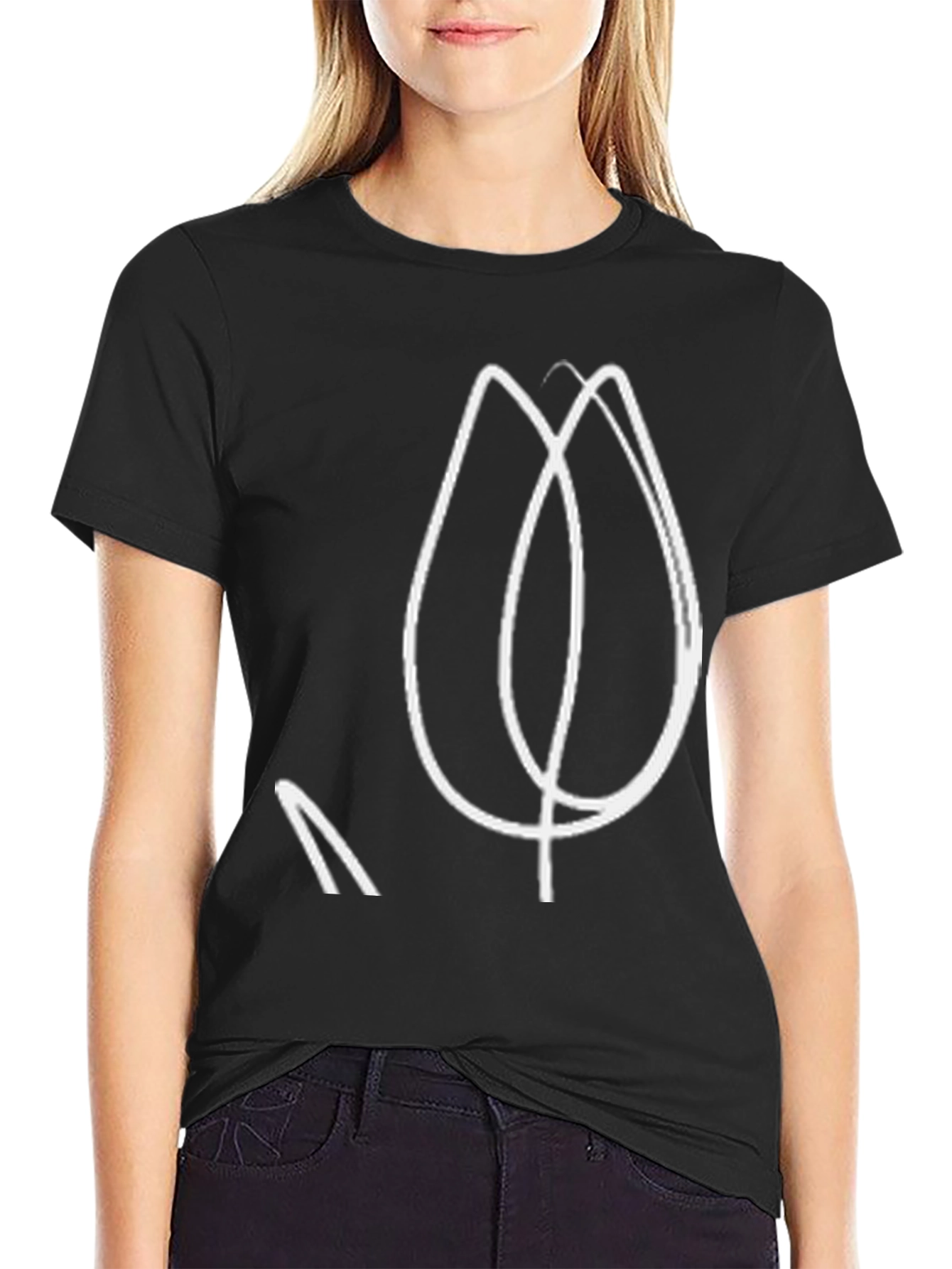 Abstract Tulip Graphic Black T-Shirt