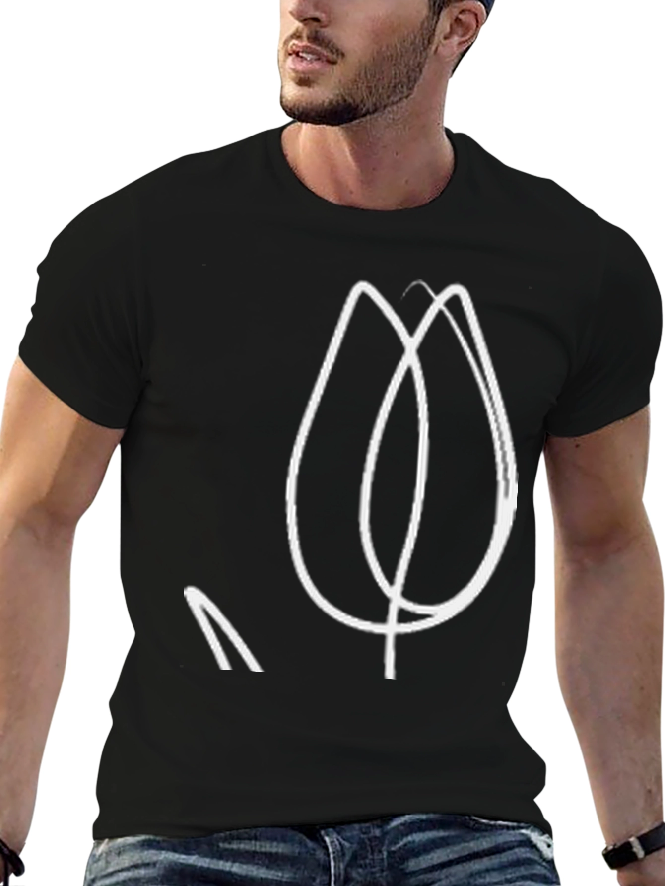 Abstract Tulip Graphic Black T-Shirt