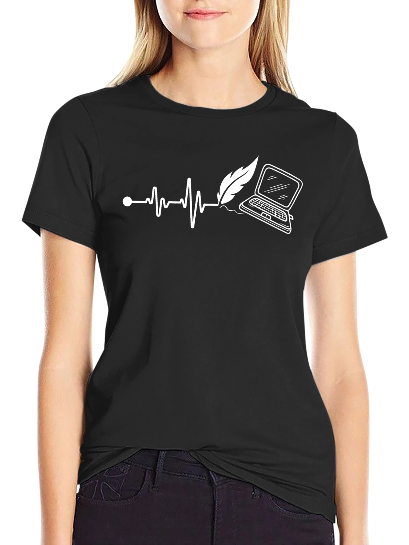 Writers Heartbeat Tee - Black Novelist T-Shirt