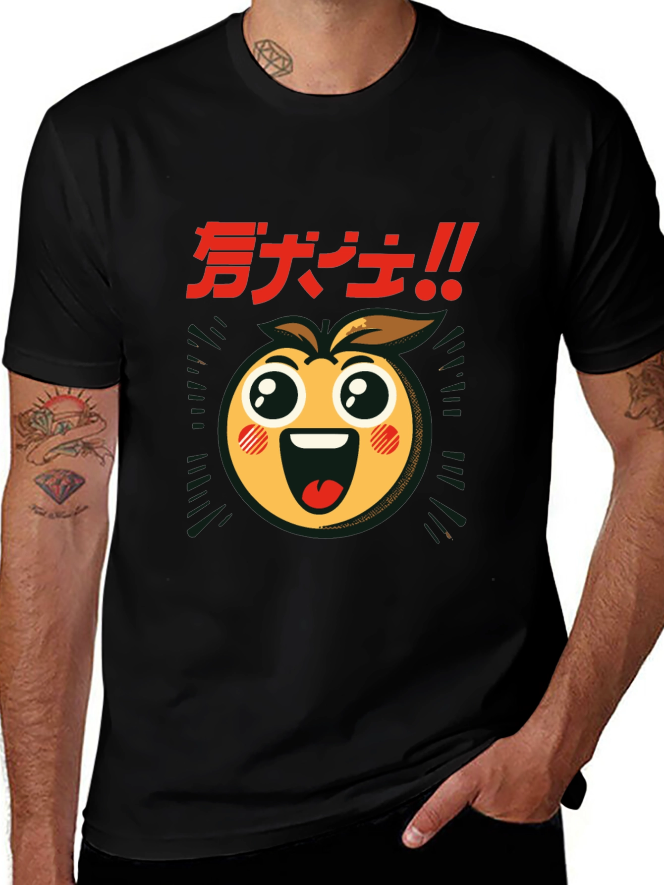 Anime Emoji Graphic Black T-Shirt