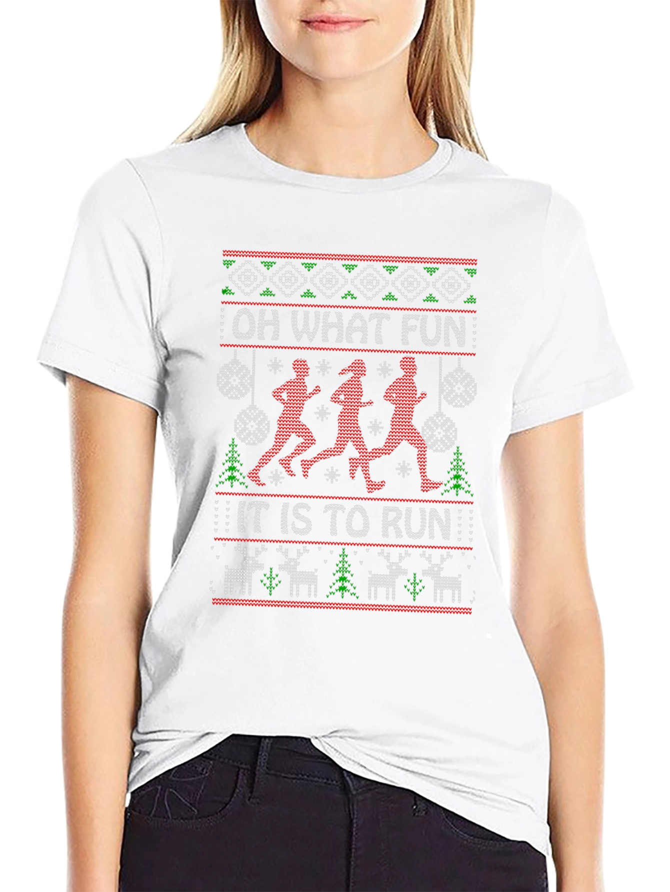 Oh What Fun to Run Ugly Christmas Sweater T-Shirt