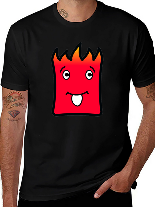 Funny Red Cartoon Face Black T-Shirt