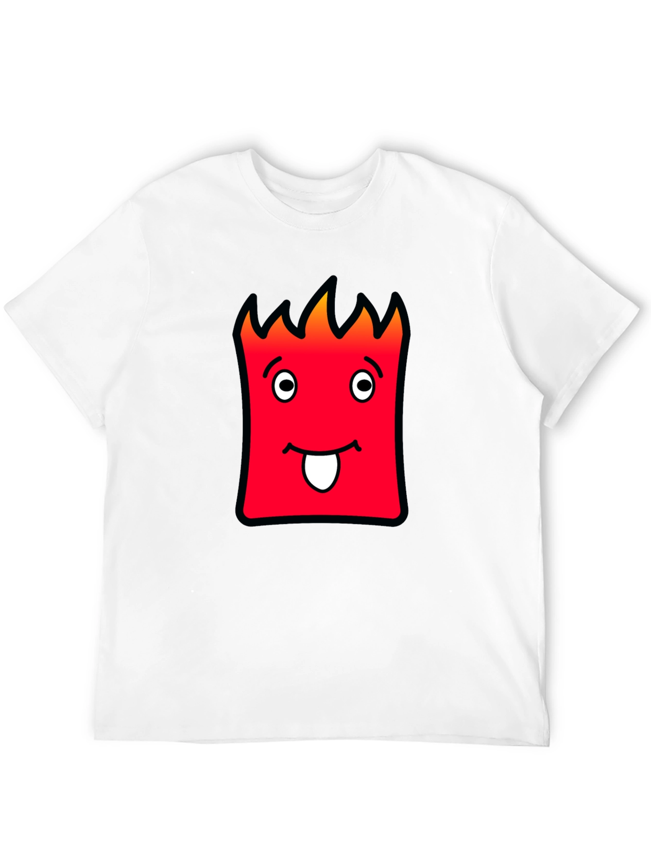 Funny Red Cartoon Face Black T-Shirt